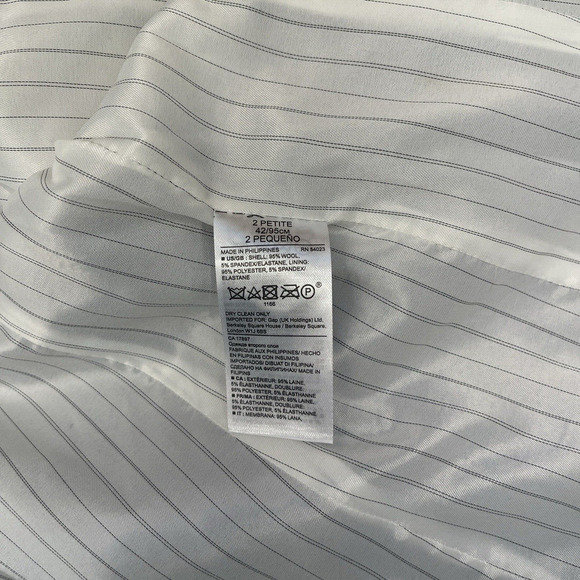 Banana Republic Blazer Suit Jacket Womens Size 2 Petite Grey Wool Office New - Picture 7 of 9